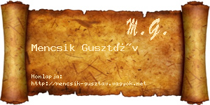 Mencsik Gusztáv névjegykártya